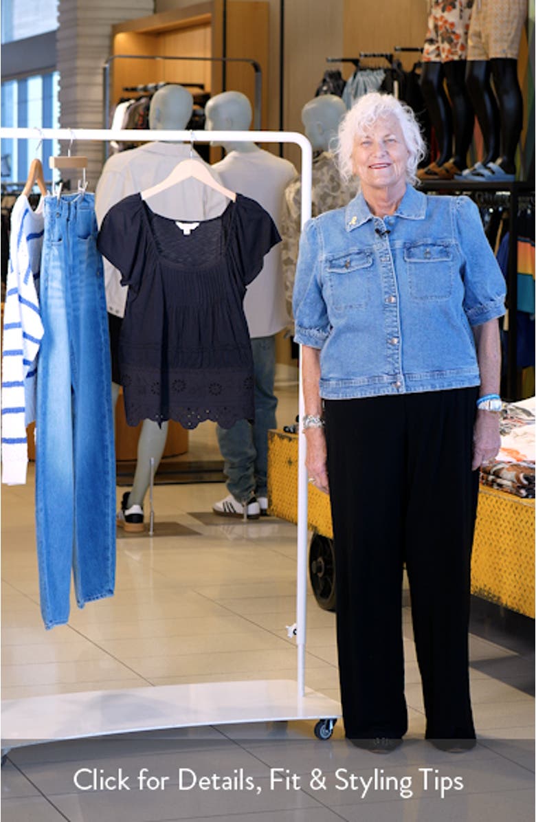 Embroidered Eyelet Square Neck Top, sales video thumbnail