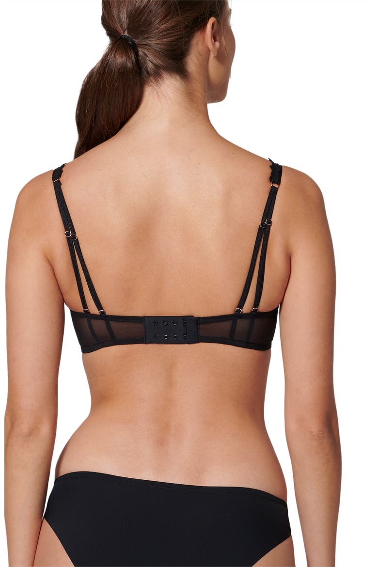 Mystic Underwire Embroidered Mesh Demi Bra, Alternate, color, BLACK