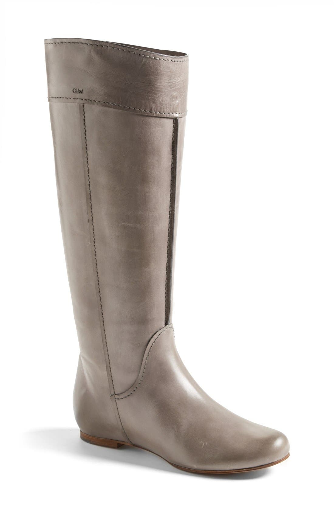 'Heloise' Tall Calfskin Leather Boot, Main, color, GREY