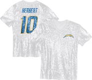 Outerstuff Girls Youth Justin Herbert Powder Blue Los Angeles Chargers Sequin V-Neck Fashion Jersey