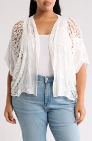 Forgotten Grace Embroidered Eyelet High/Low Cardigan