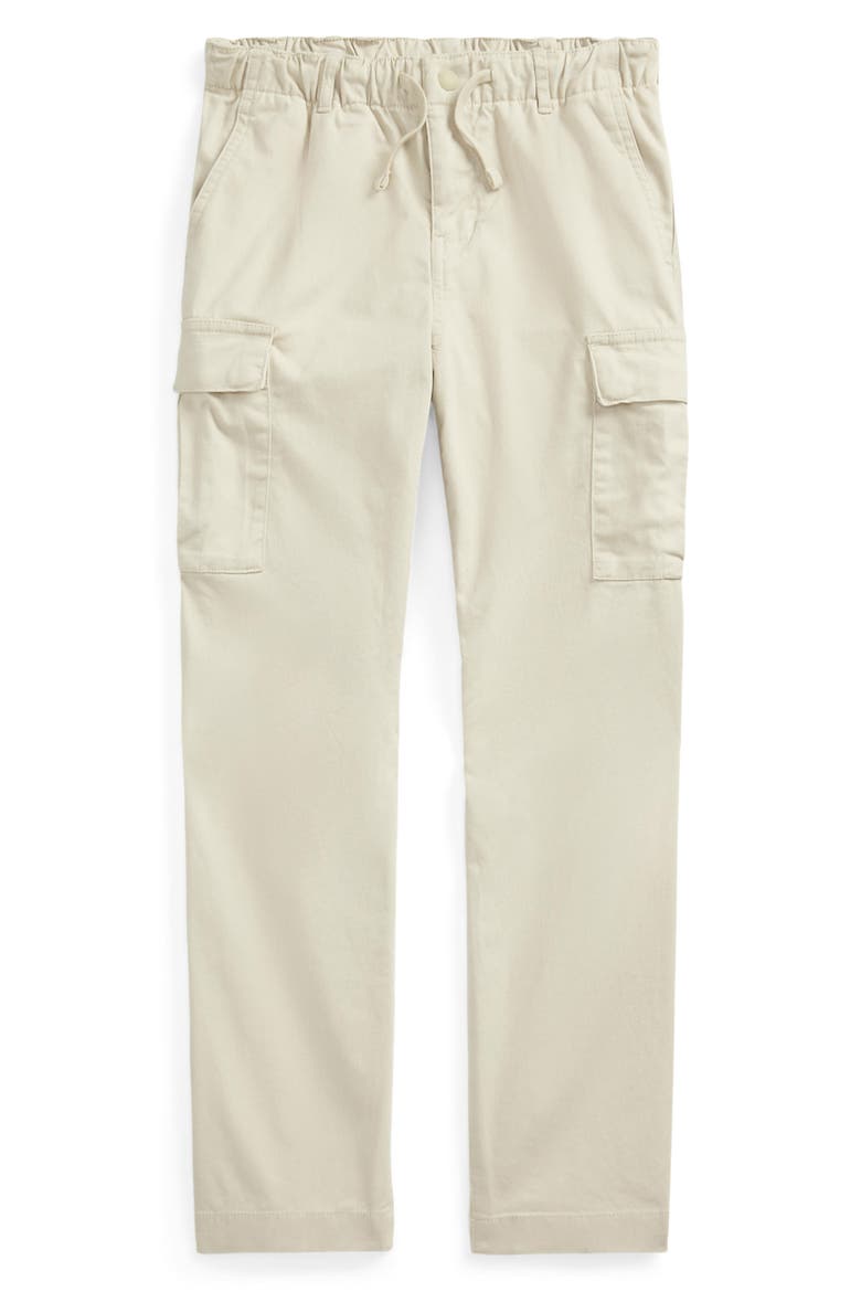 Kids' Slim Fit Stretch Twill Cargo Pants, Main, color, BEIGE