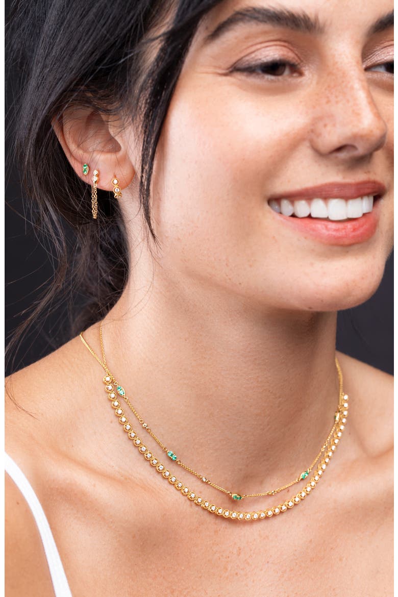 Monaco Diamond Bezel Chain Earrings, Alternate, color, 18K YELLOW GOLD