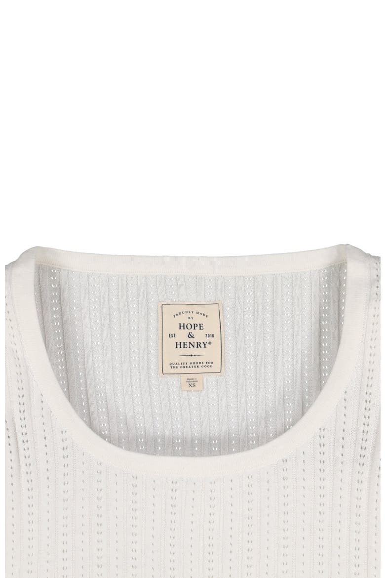 Women's Scoop Neck Pointelle Sweater, Alternate, color, White
