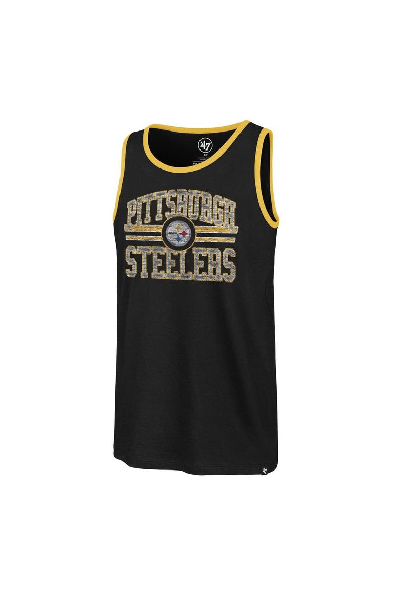 Men's '47  Black Pittsburgh Steelers Winger Franklin Tank Top, Alternate, color, Black