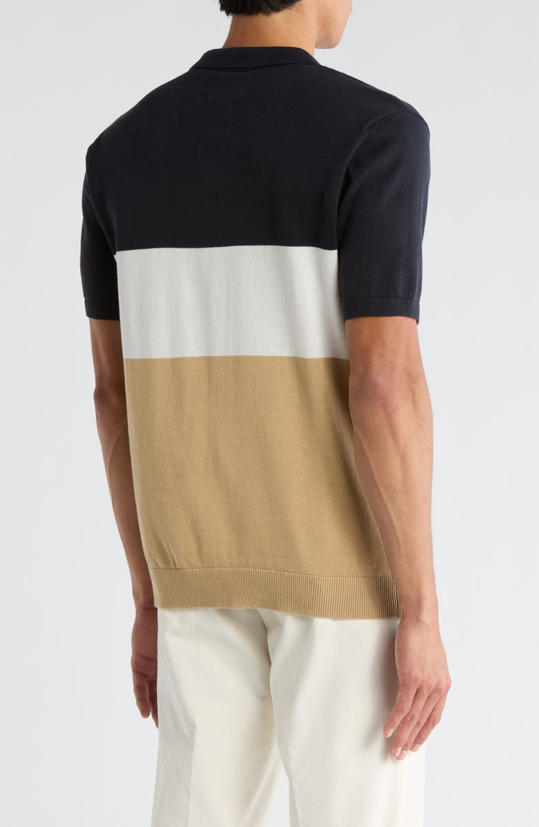 DENIM AND FLOWER Colorblock Cotton Polo, Alternate, color, Navy