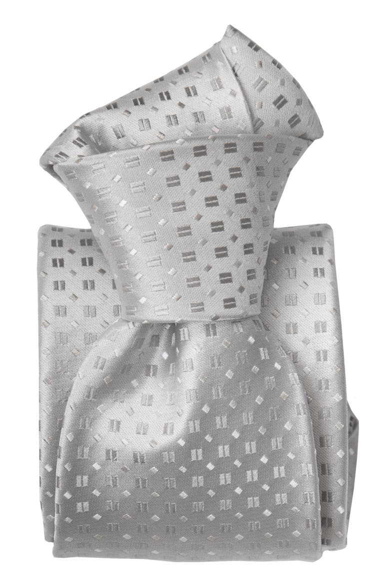 Barbera - Extra Long Silk Jacquard Tie for Men, Alternate, color, Silver
