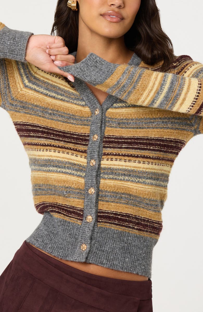 ASTR the Label August Stripe Cardigan, Alternate, color, Grey Stripe