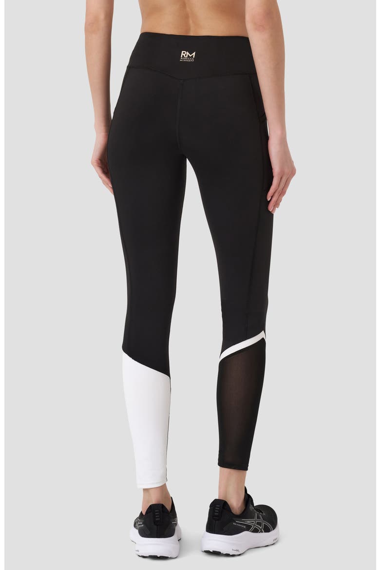 Colorblock Pocketed Mesh Panel Ankle Leggings, Alternate, color, BLACK/ WHITE