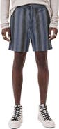 John Varvatos Stripe Cotton & Hemp Drawstring Shorts