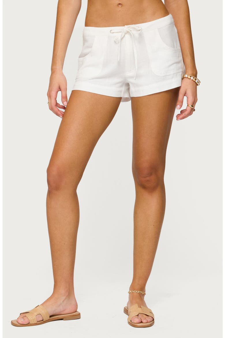 Hollis Cotton & Linen Shorts, Main, color, WHITE
