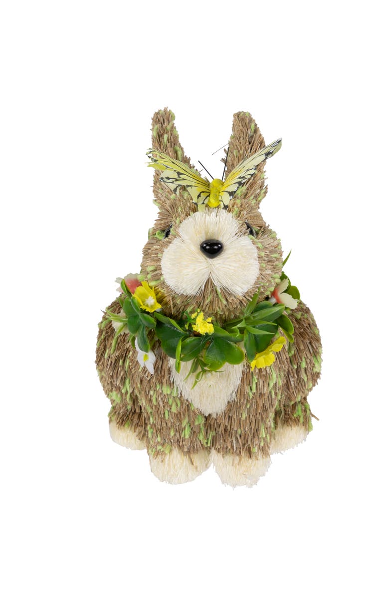 Northlight Easter Bunny with Butterfly Straw Figurine - 8", Alternate, color, Brown