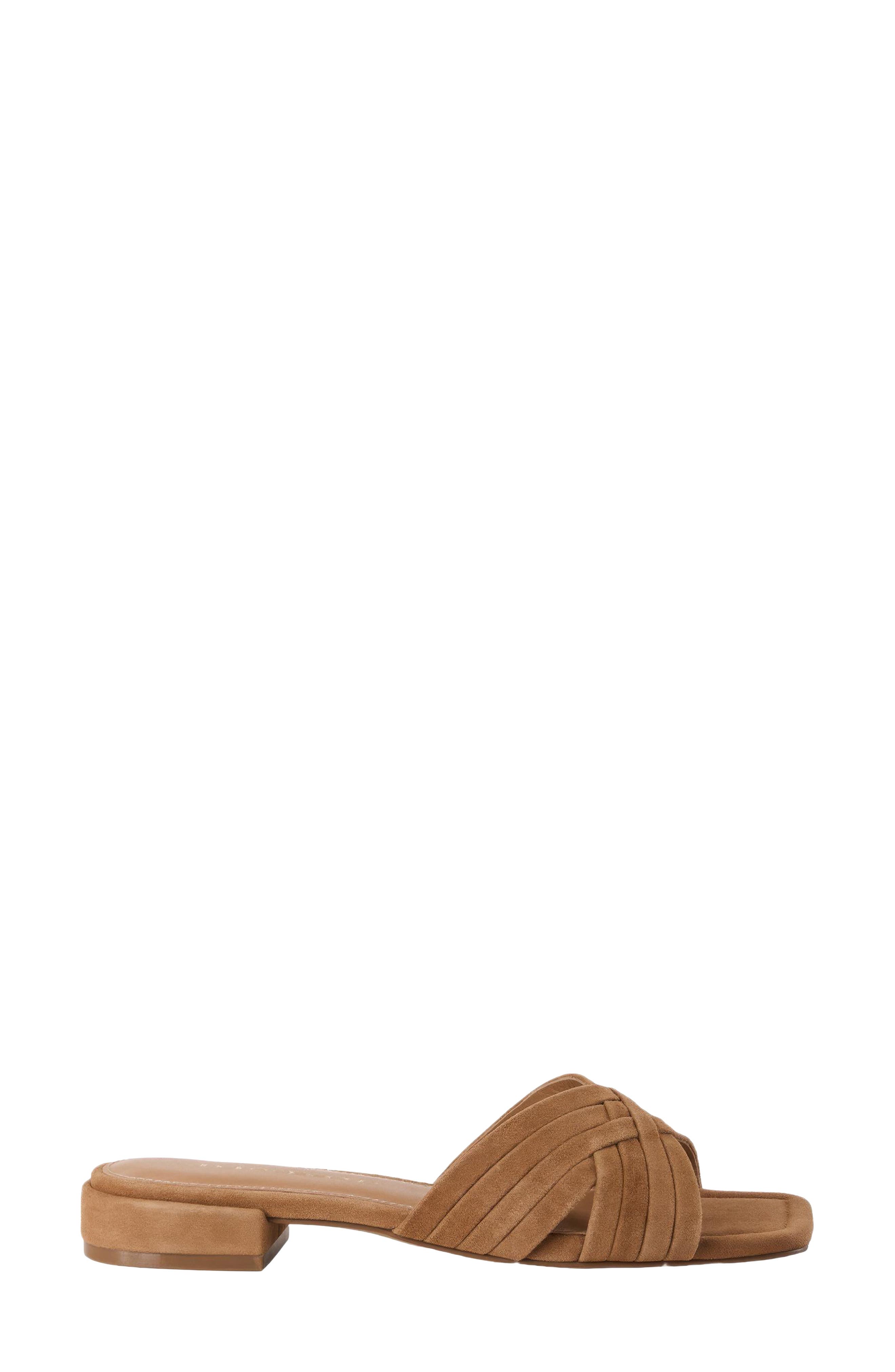 André Assous Jordan Slide Sandal, Alternate, color, Camel Suede