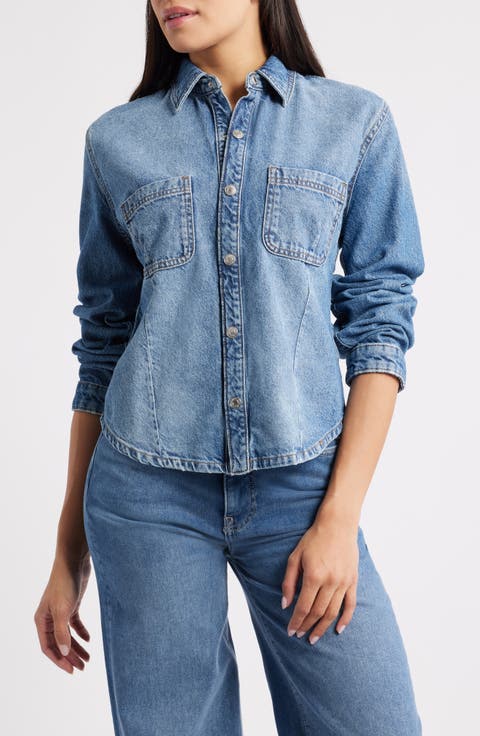 Western Denim Button-Up Shirt