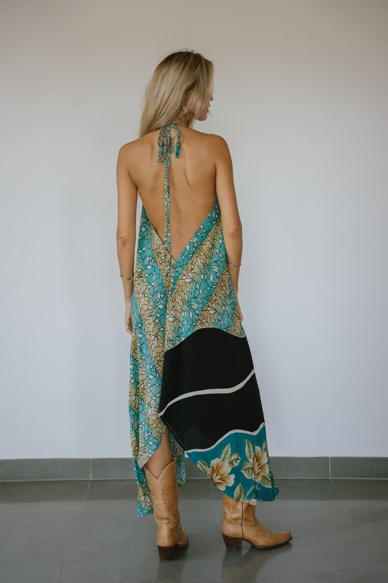 Classic Silk Dress Waldorf, Alternate, color, Blue & Green