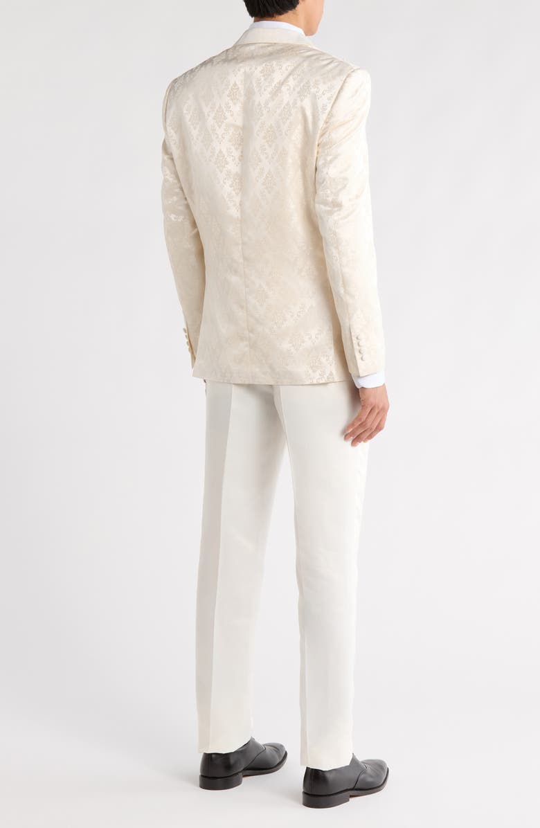 ZEGARIE Stacy Adams Solid Peak Lapel 3-Piece Tuxedo, Alternate, color, Ivory