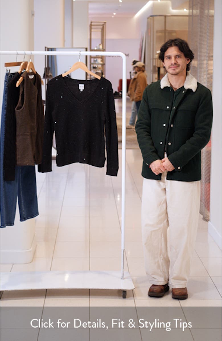 Shimmer V-Neck Waffle Stitch Sweater, sales video thumbnail