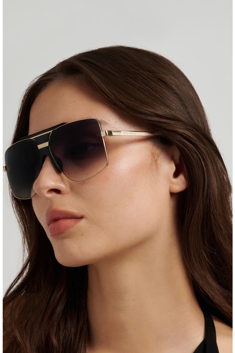62mm Square Aviator Sunglasses, Alternate, color, BLACK GOLD/ DARK GREY SF