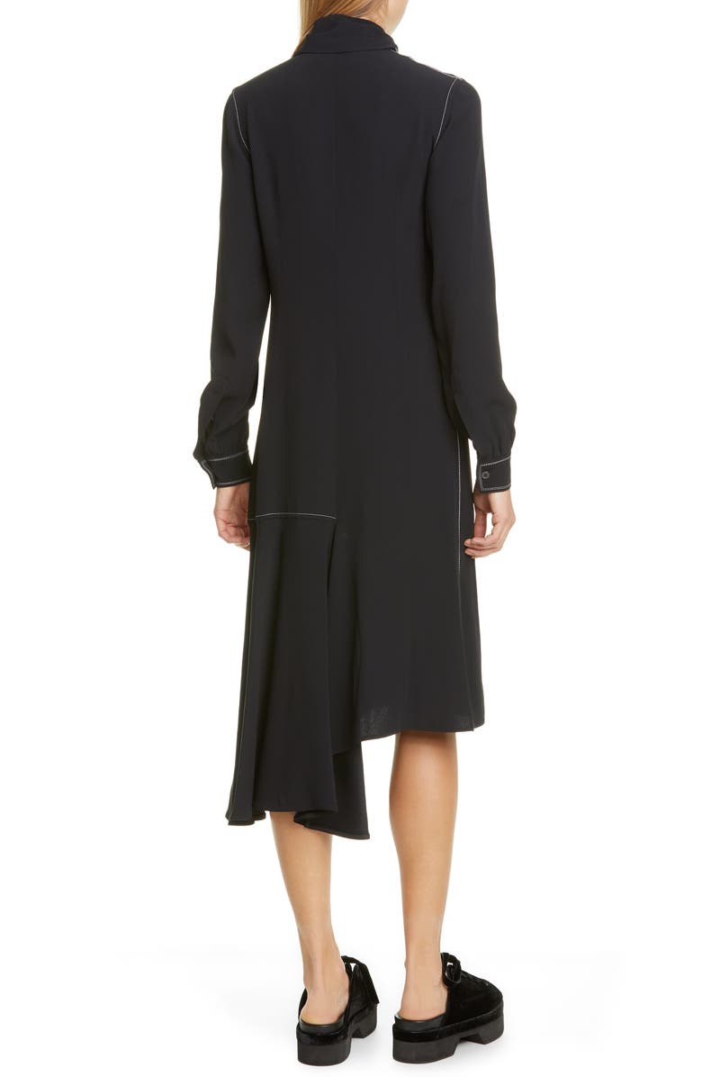 Marni Asymmetrical Long Sleeve Satin Crepe Midi Dress, Alternate, color, 