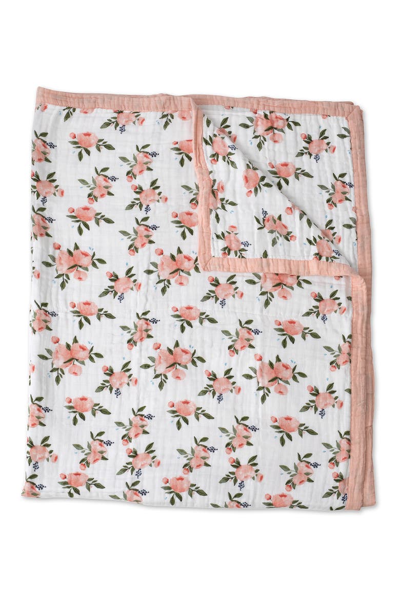 Kids' Cotton Muslin Quilted Throw, Main, color, WATERCOLOR ROSES