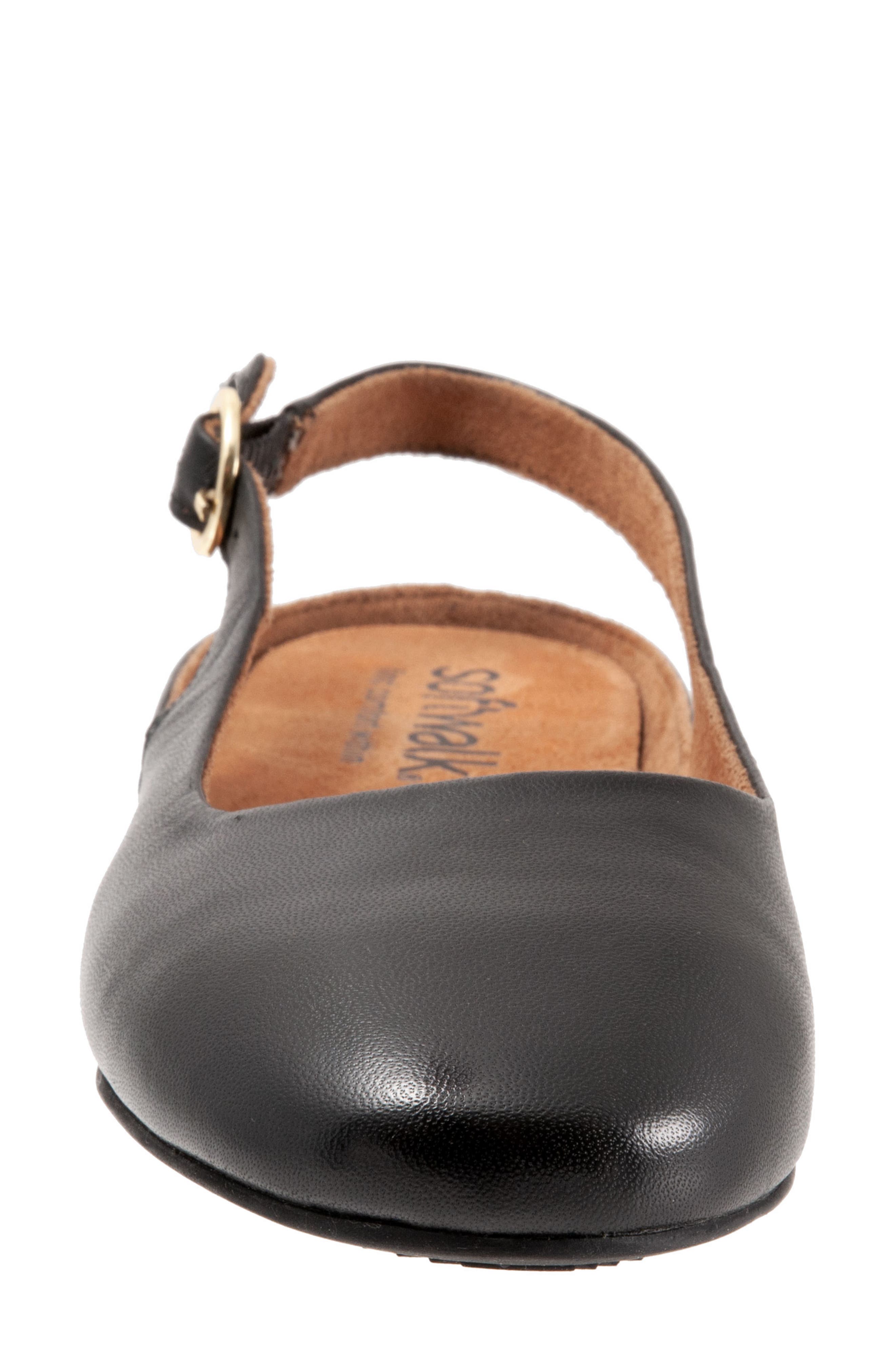 SoftWalk<sup>®</sup> Sandy Slingback Flat Sandal, Alternate, color, Black Nappa Leather
