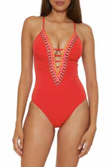 Becca Fiesta Plunge One-Piece Swimsuit