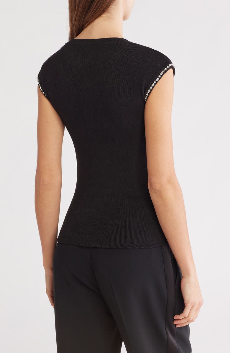 JASON WU Jewel Trim Crewneck Top, Alternate, color, Black