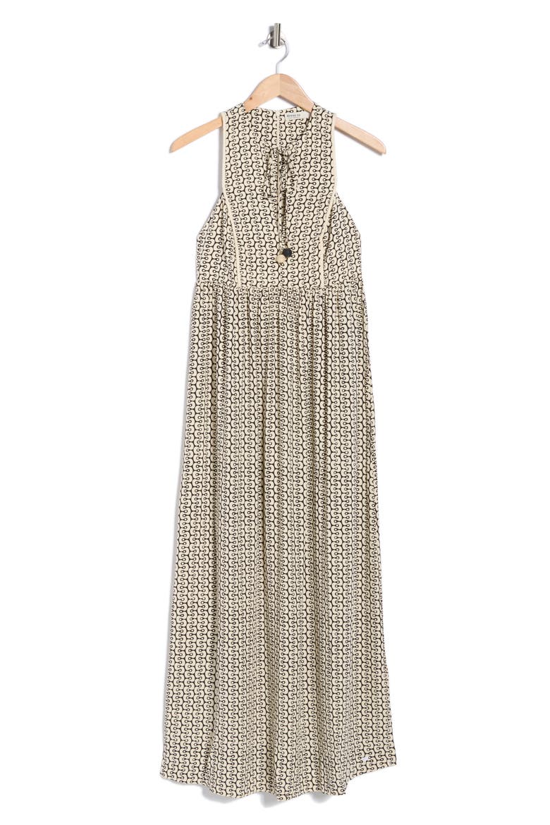 Split Neck Maxi Dress, Alternate, color, BLACK IPANEMA