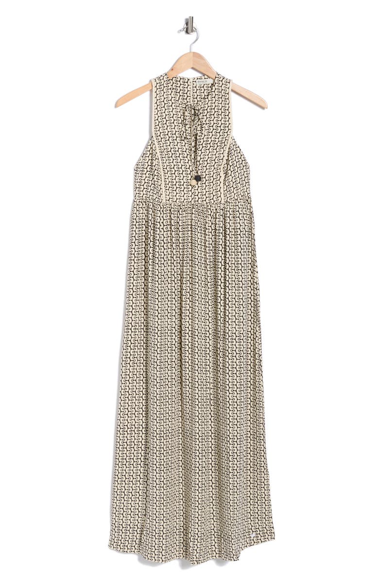DRESS TO Split Neck Maxi Dress, Main, color, Black Ipanema