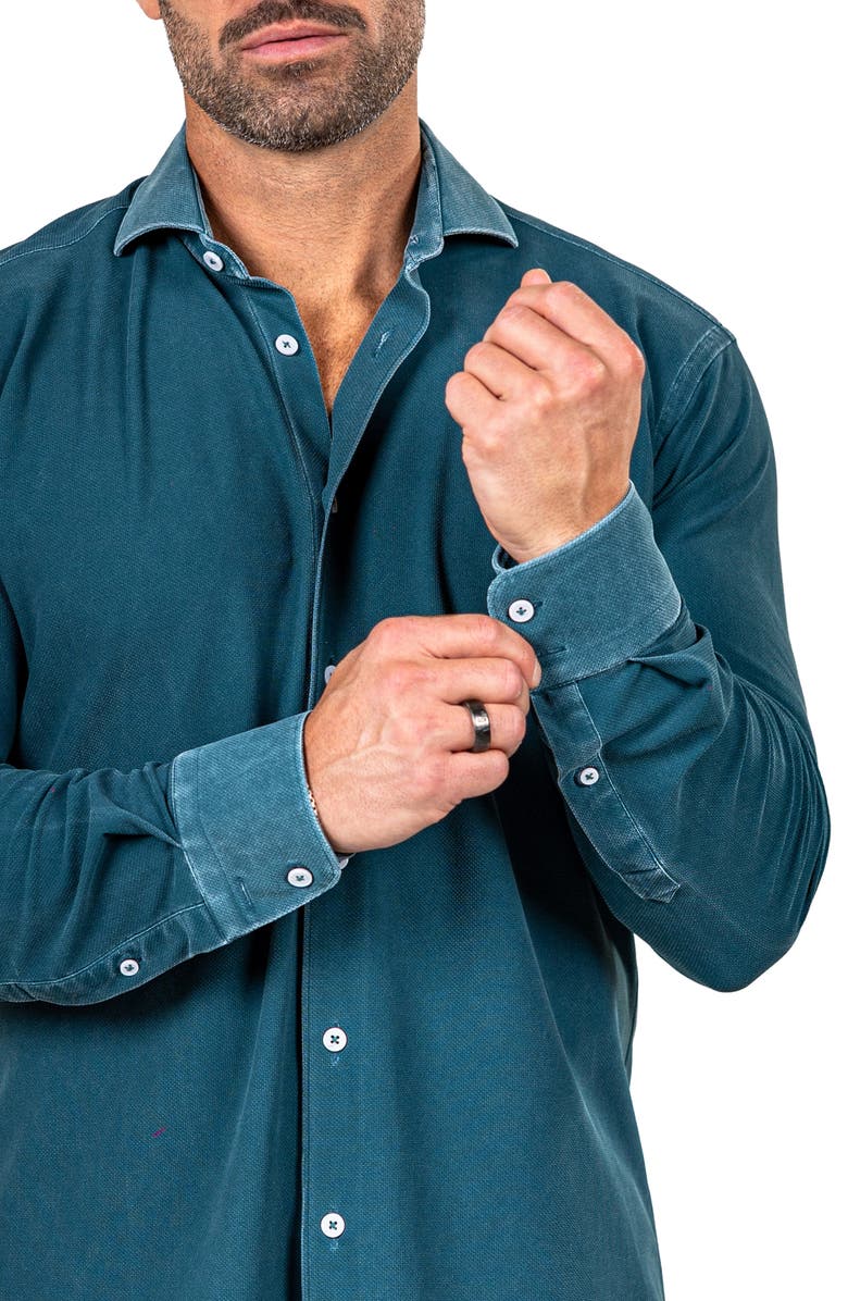 Maceoo Eins Marthy Contemporary Fit Button-Up Shirt, Alternate, color, Green