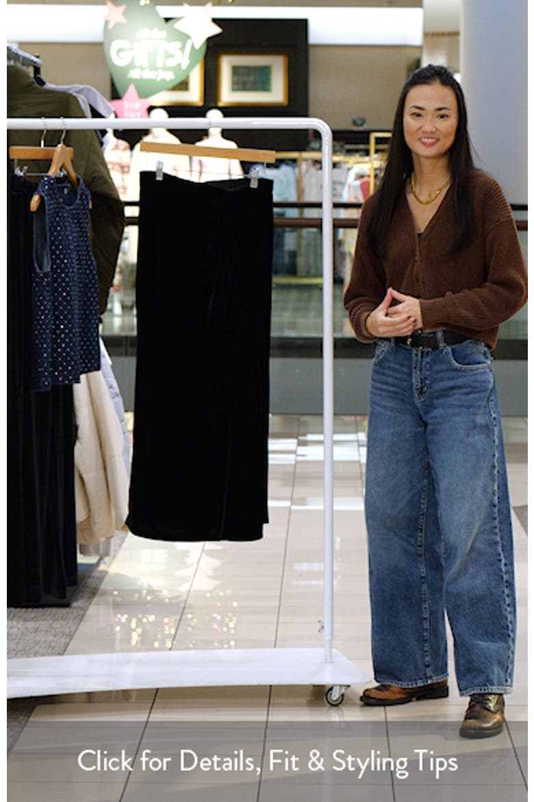Velvet Drape Front Maxi Skirt video