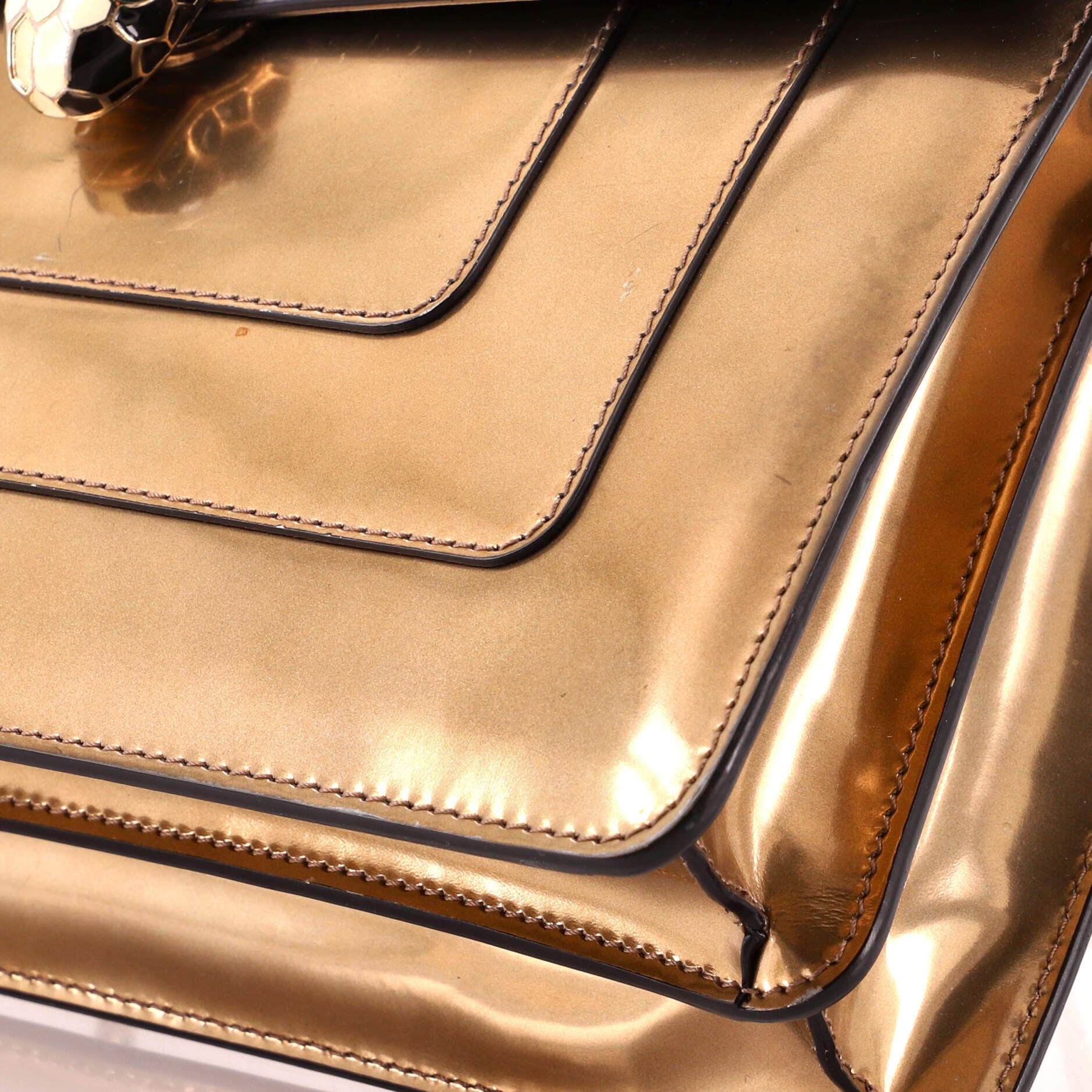 Serpenti Forever Shoulder Bag Patent Medium, Alternate, color, Metallic Gold