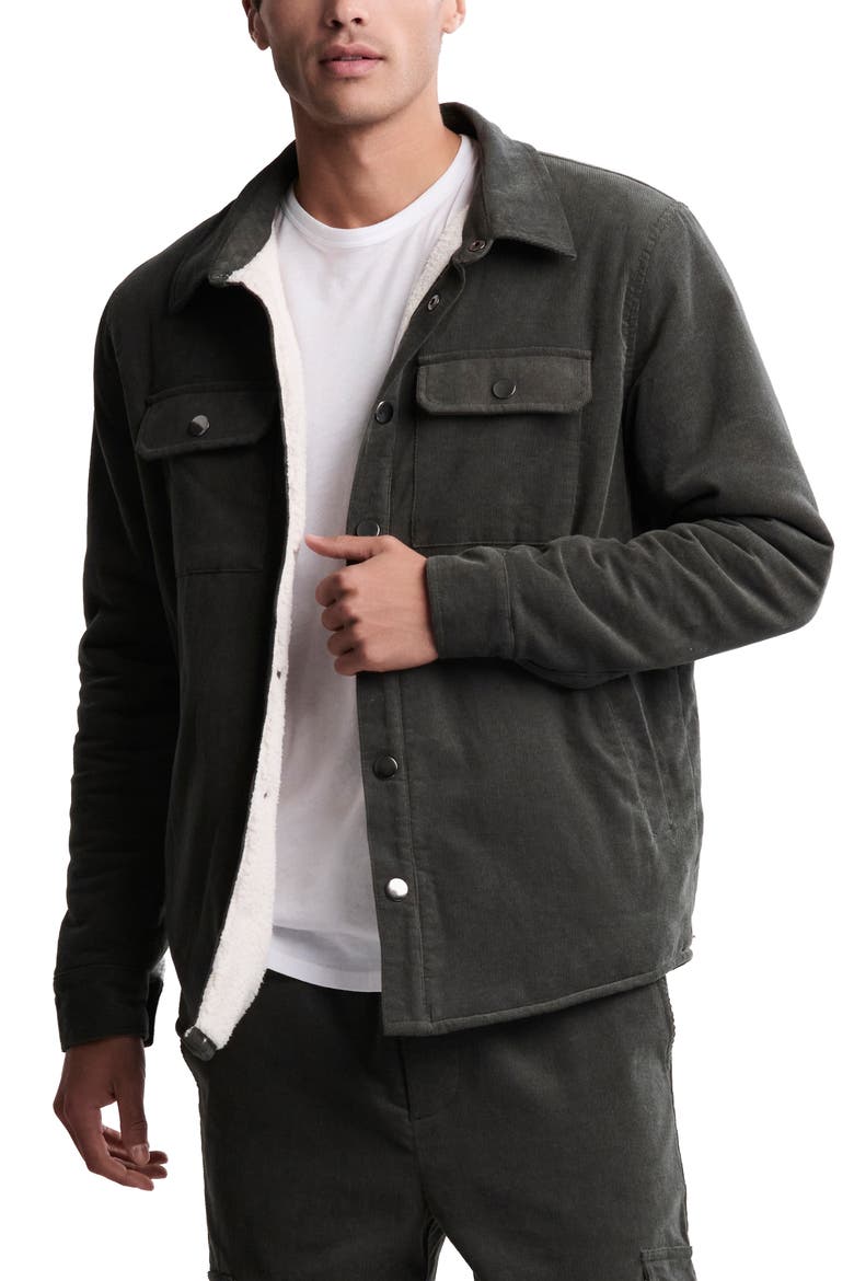 Malibu Collection® Corduroy Shirt Jacket, Main, color, DARK MOSS