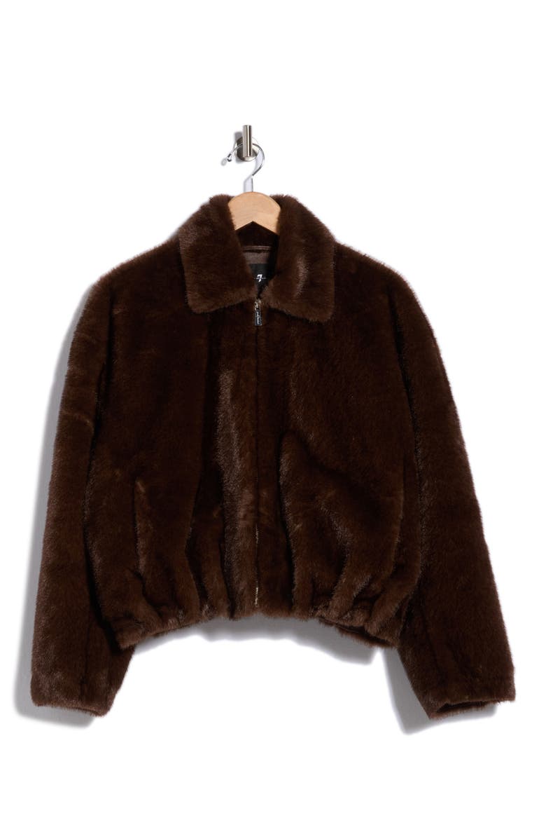 Faux Fur Jacket, Alternate, color, ESPRESSO