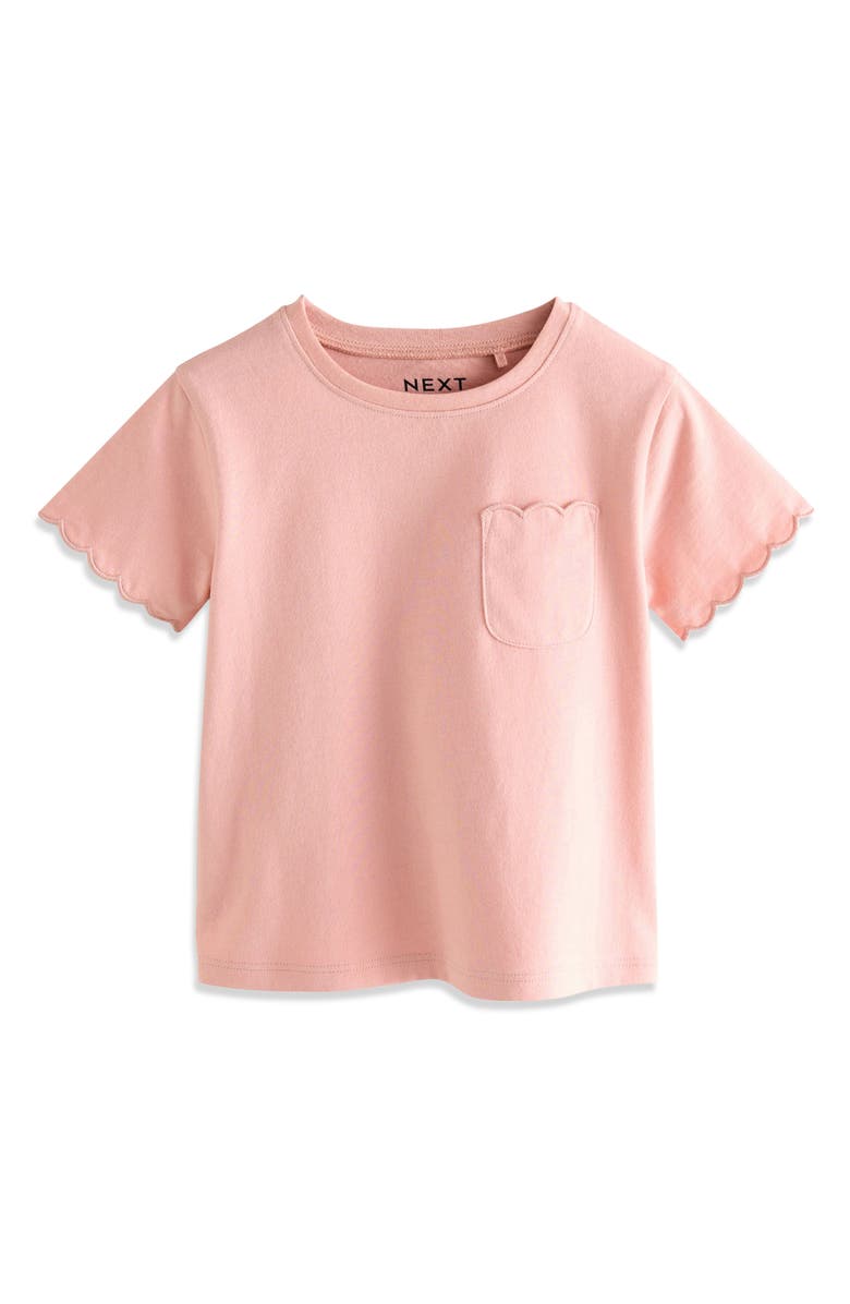 NEXT Kids' Scalloped Cotton Pocket T-Shirt, Main, color, Pink