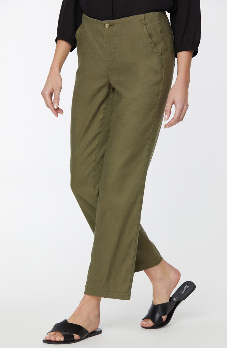 NYDJ Marilyn Linen Blend Ankle Straight Leg Trousers, Alternate, color, 