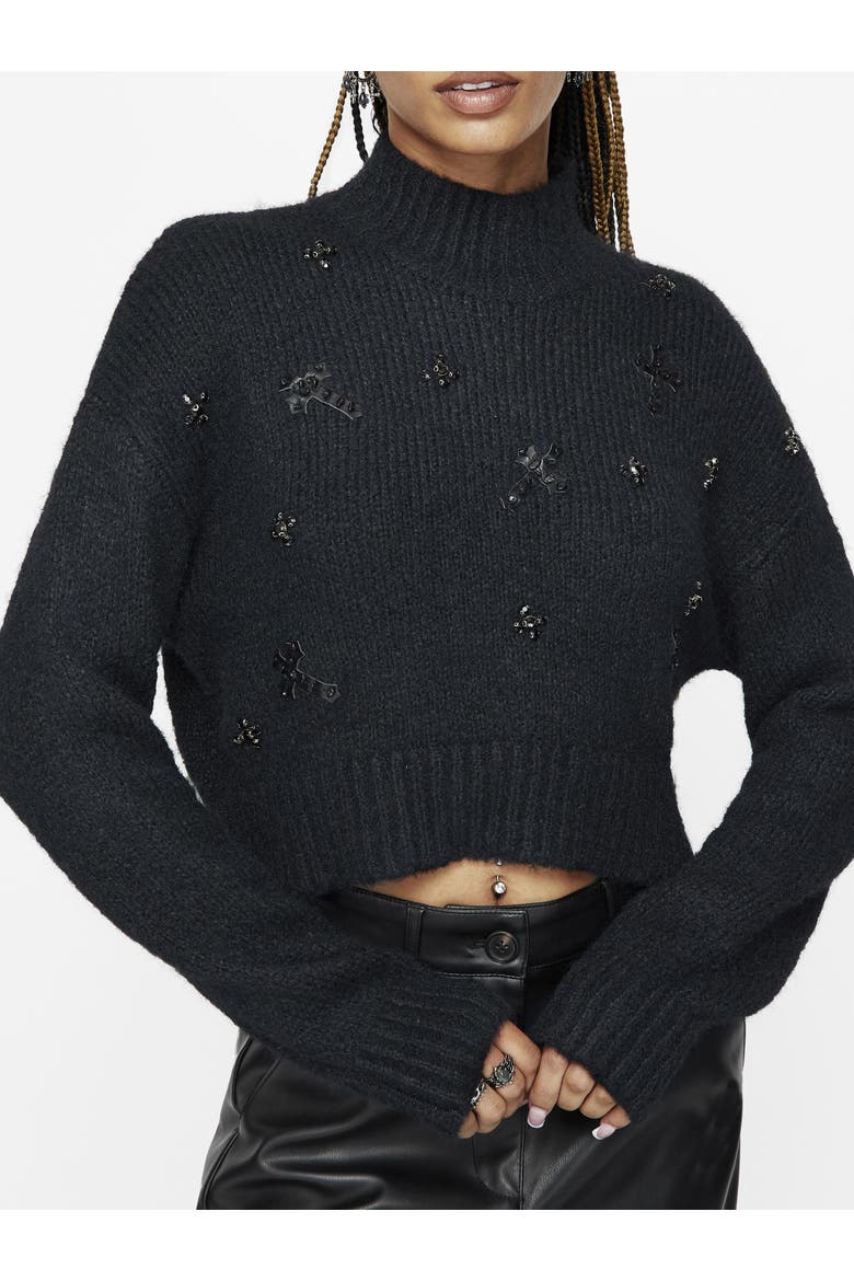 Phantom Cotton Cross Sweater, Alternate, color, Black
