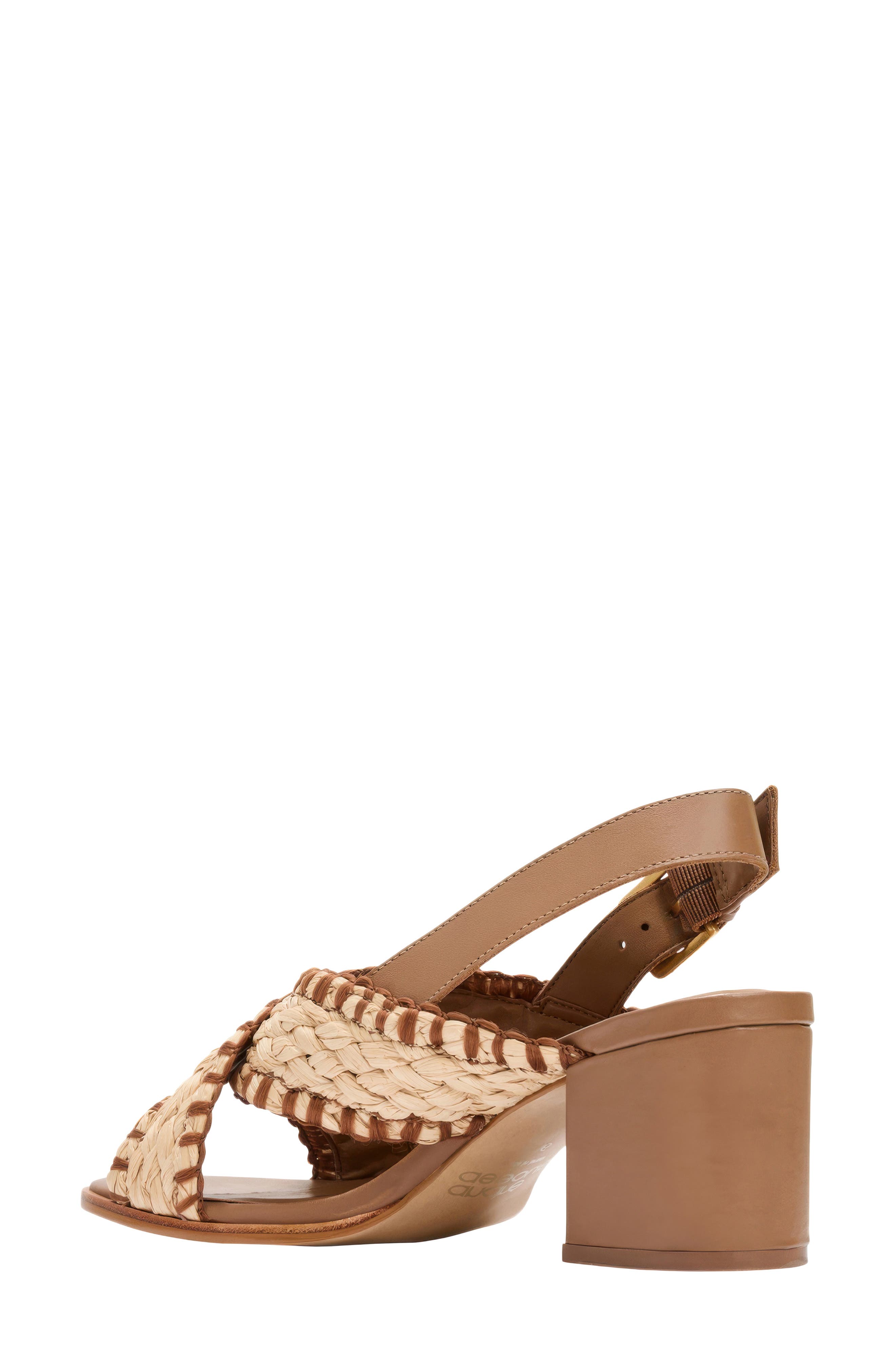 André Assous Hazel Raffia Slingback Sandal, Alternate, color, Cognac/ Natural