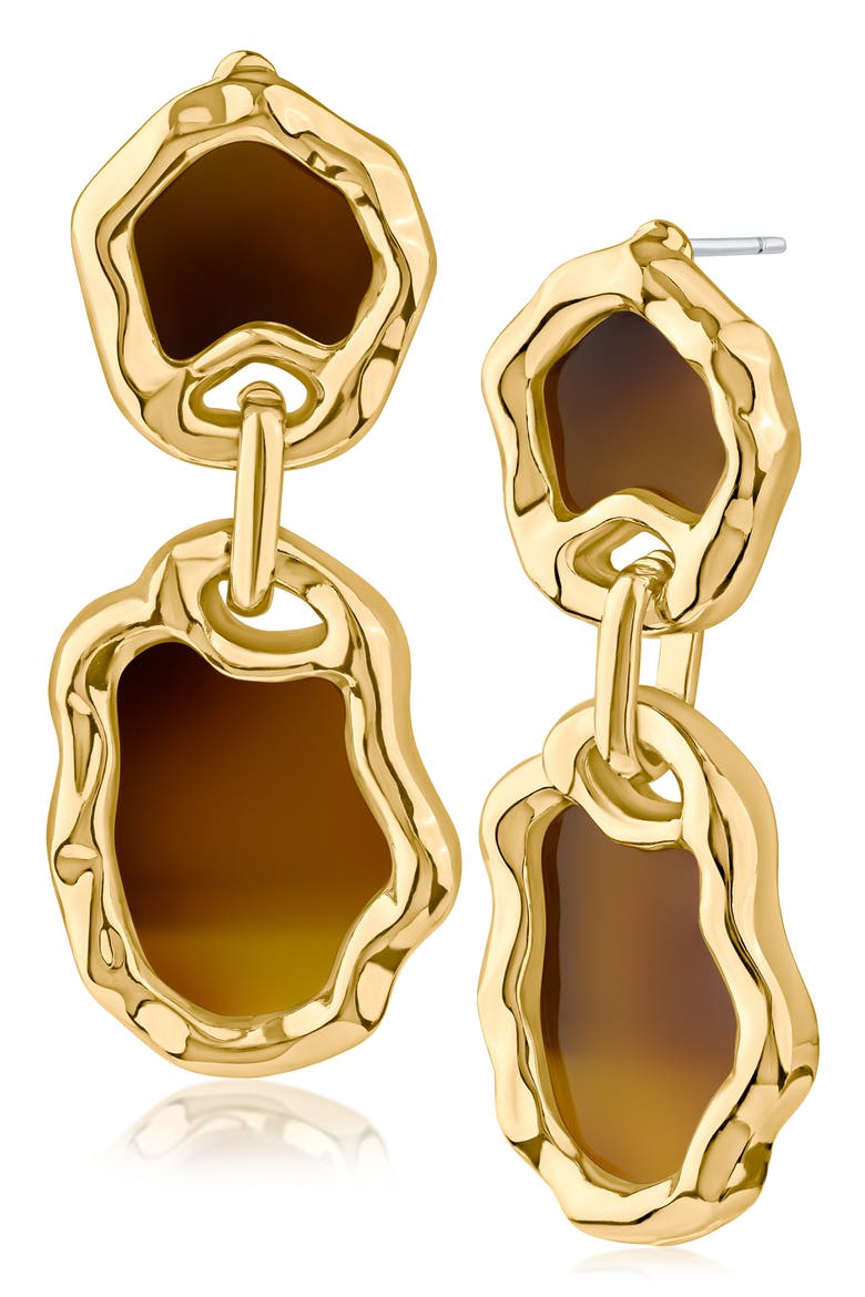 Resin Molded Drop Earrings, Main, color, BROWN/ GOLD