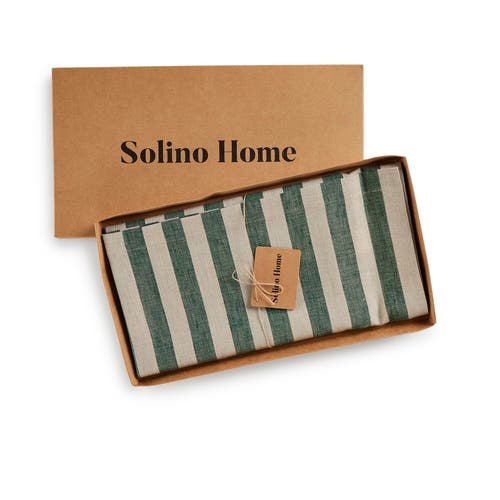 Solino Home Linen Table Throw In Green