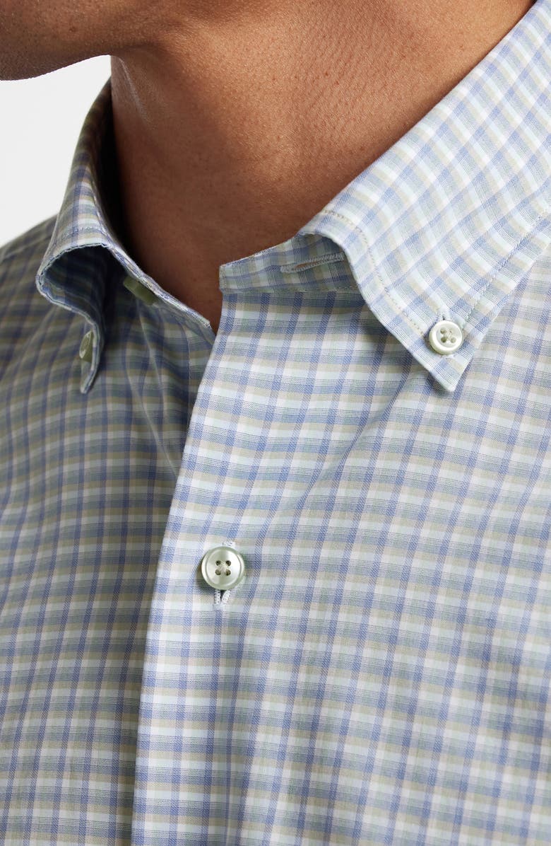 David Donahue Shadow Check Cotton Twill Button-Down Shirt, Alternate, color, Sage/ Blue