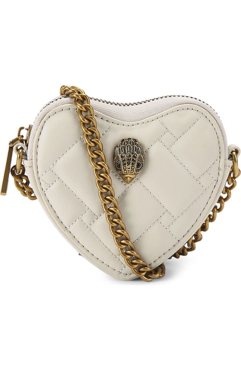 Kurt Geiger London Micro Heart Leather Crossbody Bag, Main, color, Natural