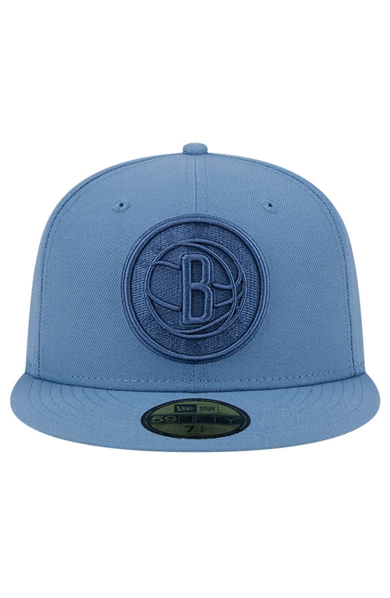 New Era Men's New Era Blue Brooklyn Nets Color Pack Faded Tonal 59FIFTY Fitted Hat, Alternate, color, 