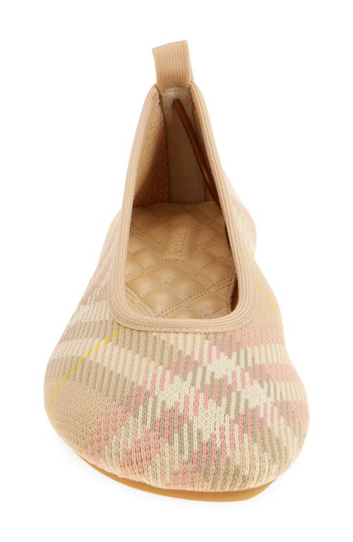 Shop Burberry Baby Check Knit Ballerina Flat In Teacup Ip Check