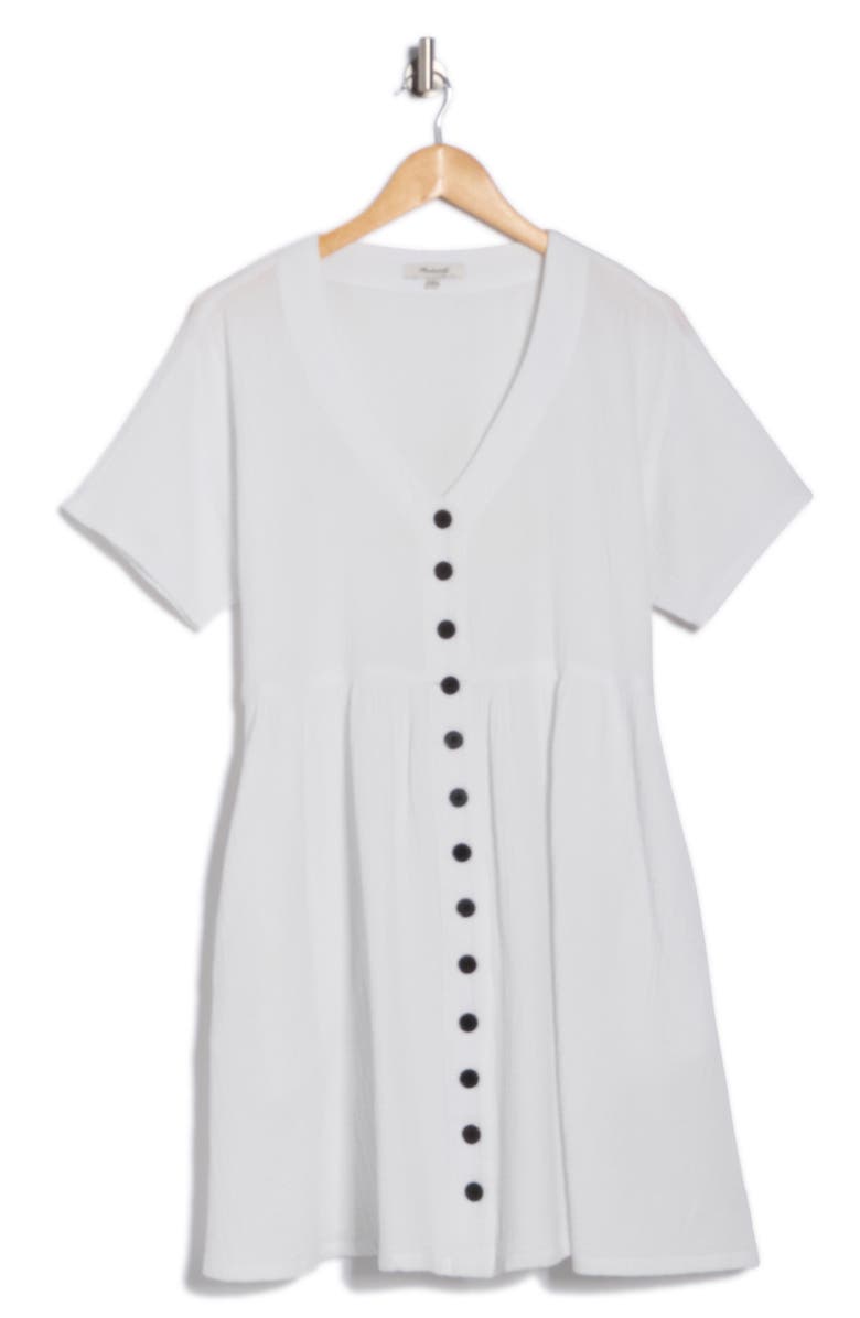 Madewell Lightspun Button Front Minidress, Alternate, color, Salt