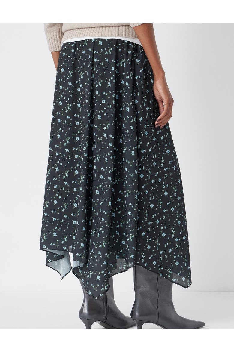 Kaia Chiffon Hanky Hem Skirt, Alternate, color, Ditsy Floral Black