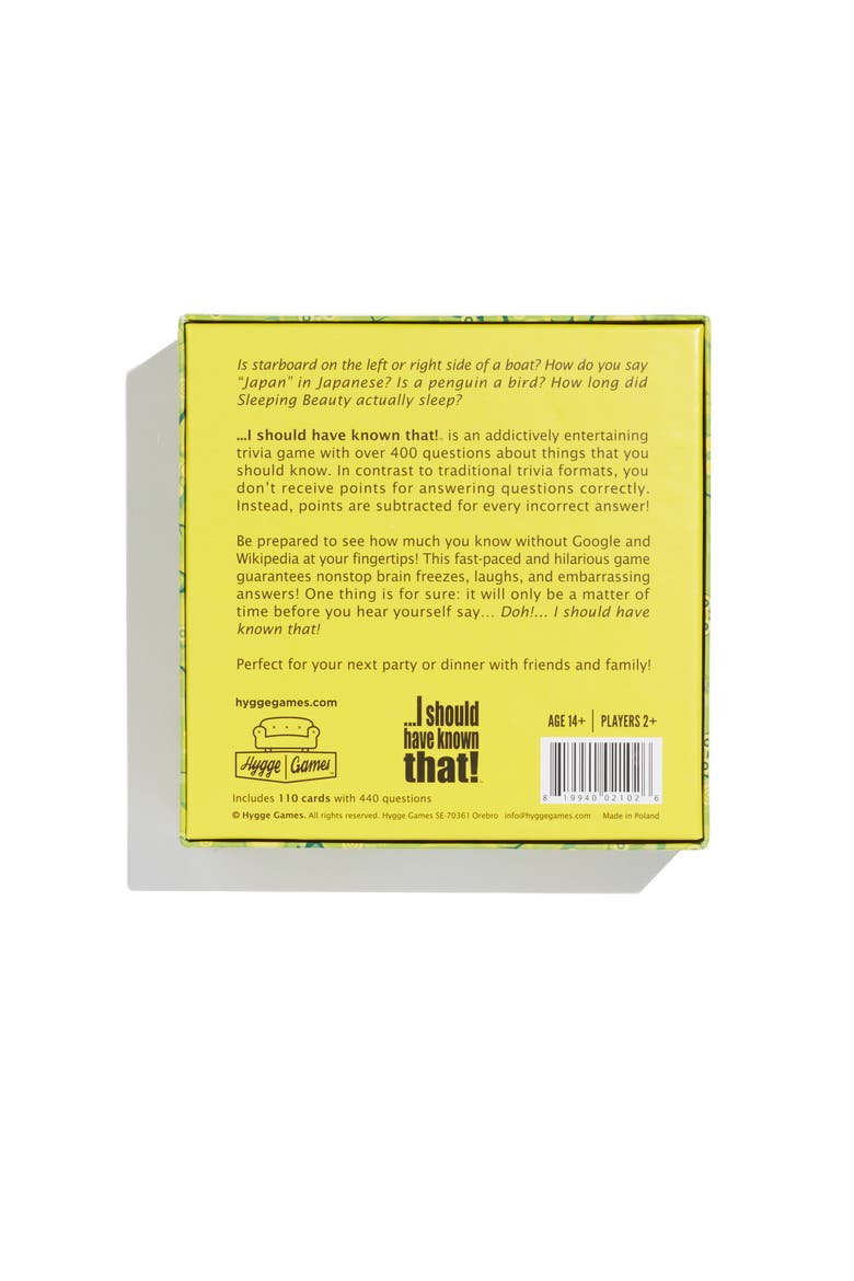 I Should Have Known That Party Trivia Card Game, Alternate, color, GREEN