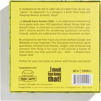 I Should Have Known That Party Trivia Card Game