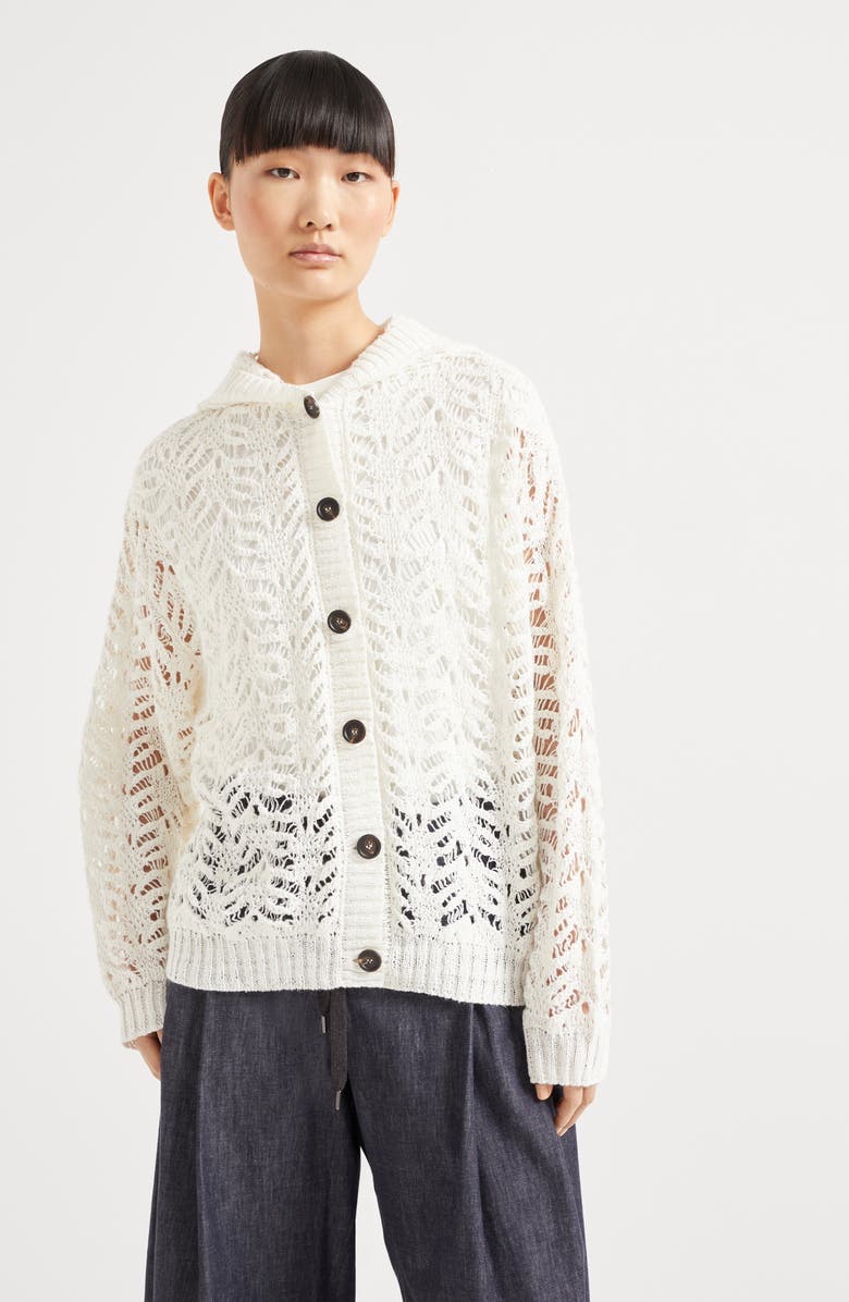 Brunello Cucinelli Foliage Lace cardigan, Alternate, color, 