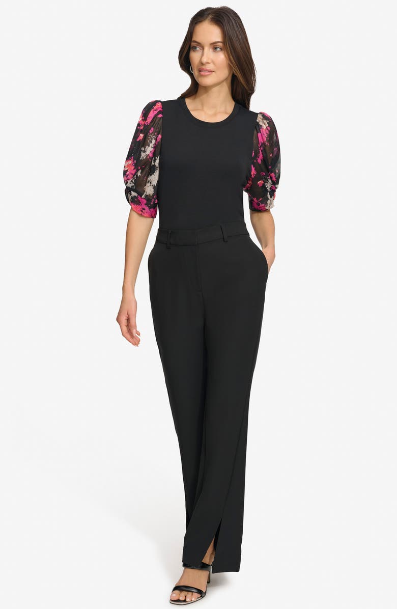 DKNY Floral Puff Sleeve Top, Alternate, color,